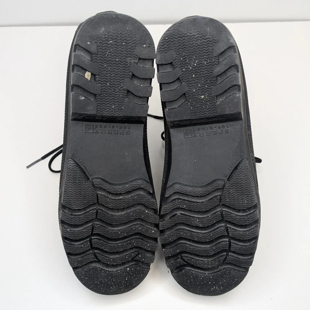 Sperry Black Quilted Duck Boots Winter Snow Lace Up Women's Size 8